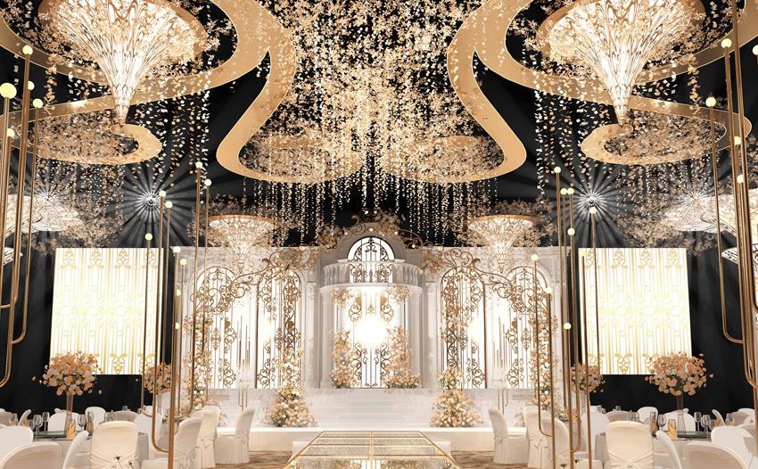 禹城花木兰喜事汇金色大厅效果展示